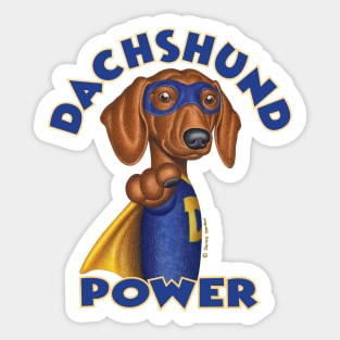 Cute Dachshund Doxie Super Hero with Mask Sticker